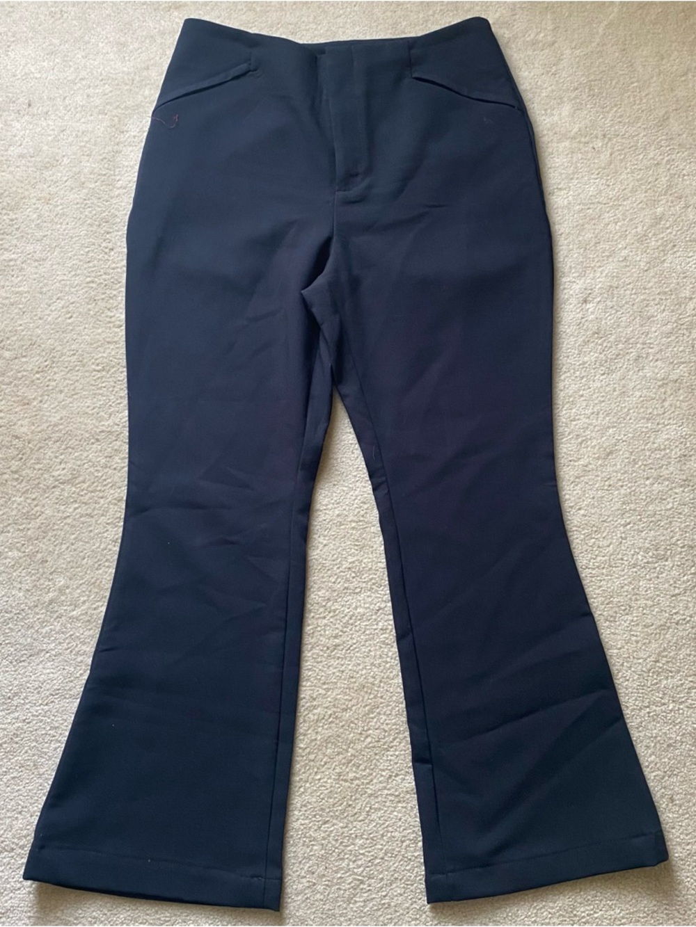 Maeve Anthropologie Pants Black Flare/Wide Leg Size 8 Flat Front Zipper Pockets